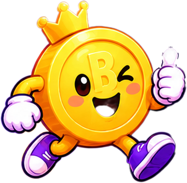 Boo, the CashBoo coin mascot, running with a thumbs-up